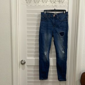 JCrew distress patch jeans high rise toothpick excellent condition